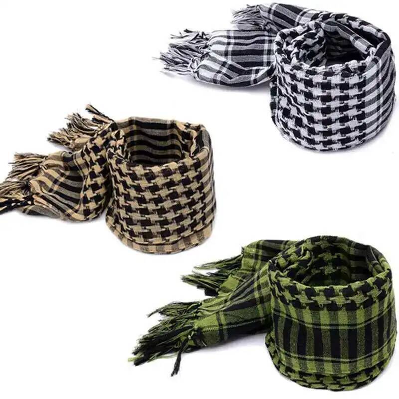 Ascot Neck Scarf - ผ้าคลุมศีรษะแบบอาหรับ อราฟาต ผ้าคลุมไหล่แบบเคฟฟียะห์ ผ้าคลุมศีรษะแบบทหาร น้ำหนักเบา ลายทาง