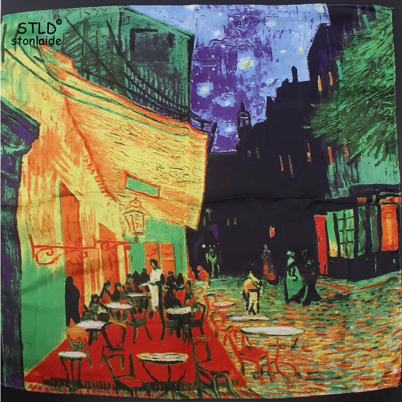55X55CM eruo Van Gogh ผ้าพันคอ - Scarf Silk Square บทวิจารณ์และราคา