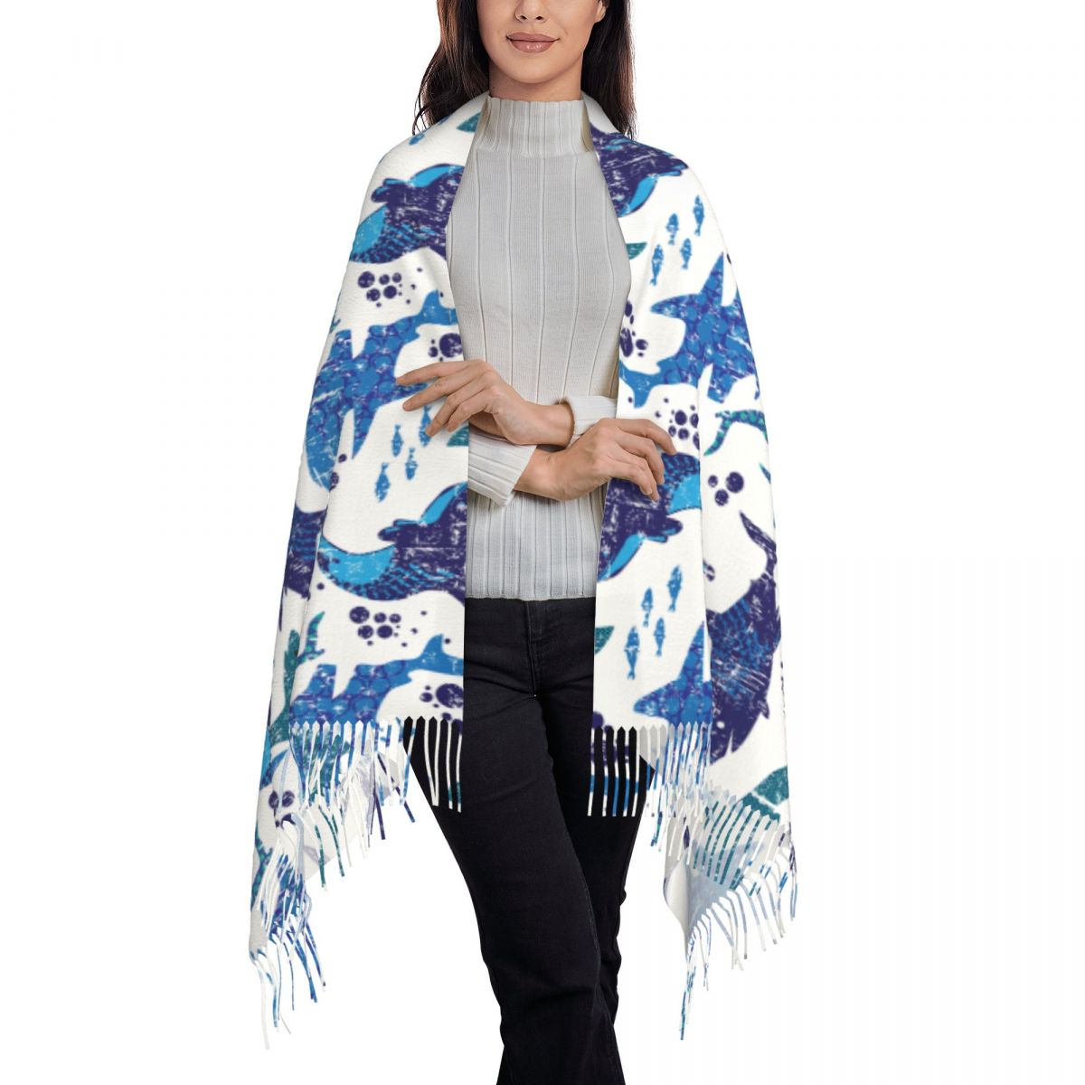 ผ้าพันคอฉลามโลกใต้ทะเล มหาสมุท - Pashmina Wrap Large บทวิจารณ์และราคา
