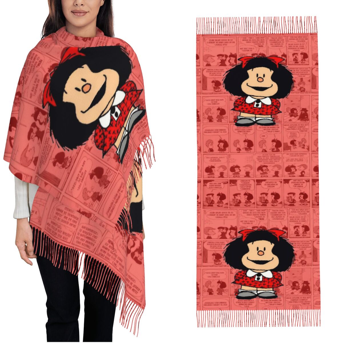 ผ้าพันคอพู่ห้อยสำหรับผู้หญิง ล - Pashmina Wrap Large บทวิจารณ์และราคา