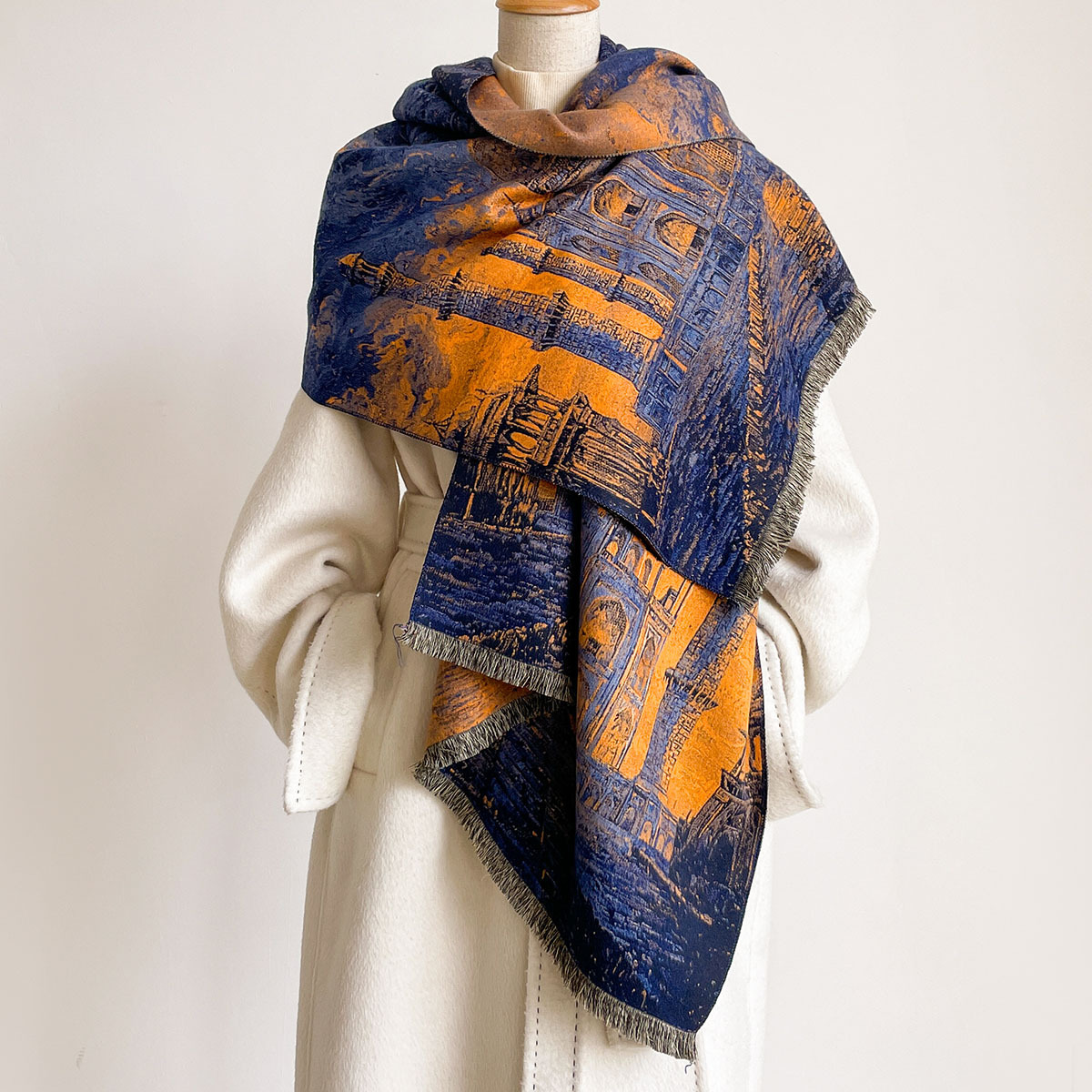 ผ้าพันคอผู้หญิงลายพิมพ์วินเทจ  - Pashmina Wrap Large บทวิจารณ์และราคา