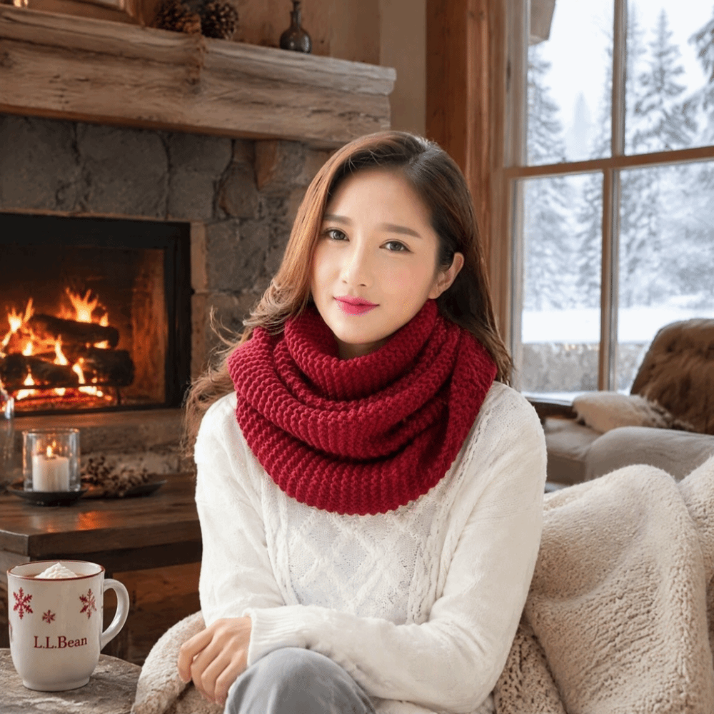 ผ้าพันคอแบบวงกลมสีพื้น ระบายอา - Infinity Scarf Knit บทวิจารณ์และราคา
