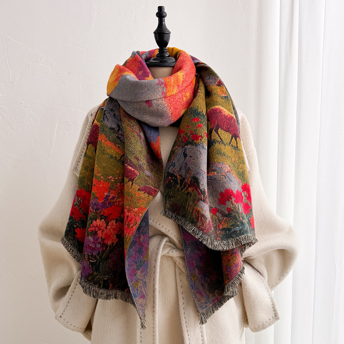 ผ้าพันคอแคชเมียร์เทียมสำหรับผู - Pashmina Wrap Large บทวิจารณ์และราคา