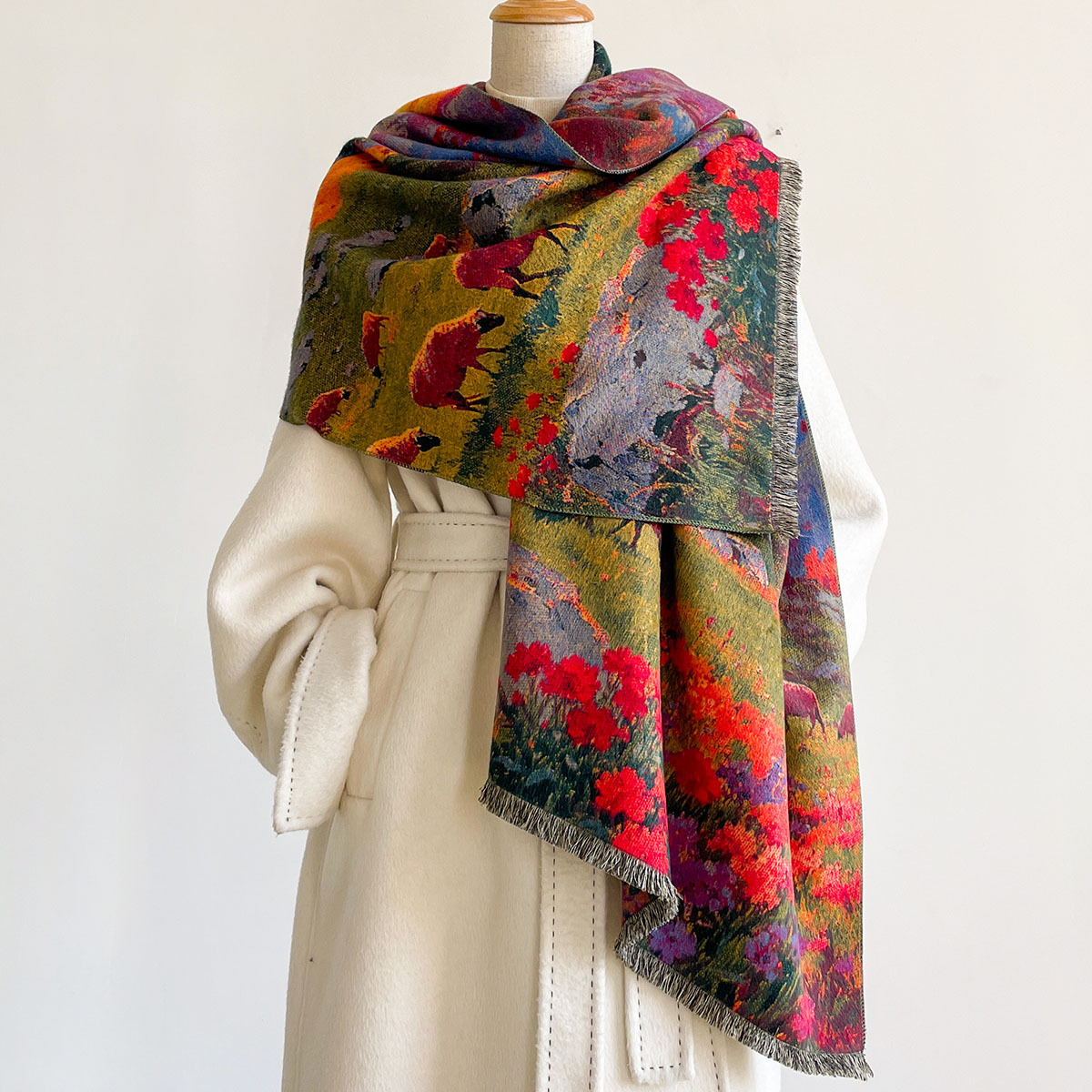 ผ้าพันคอแคชเมียร์เทียมสำหรับผู - Pashmina Wrap Large บทวิจารณ์และราคา